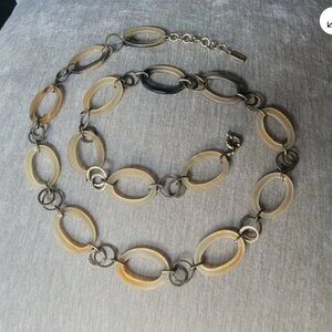 Silpada K&R Retired Buffalo Horn and Brass Necklace 36"